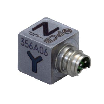 low outgassing, triaxial, lightweight (1.0 gm) miniature, adhesive mount, ceramic shear icp® accel., 5 mv/g, 0.25 cube, mini 8-36 4-pin connector, no mating cable supplied